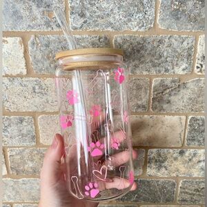 16oz Tumbler With Glass Straw / Puppy, Dog, Pet